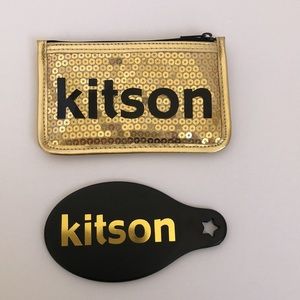 NWOT Kitson Gold Sequin Hand Mirror Case